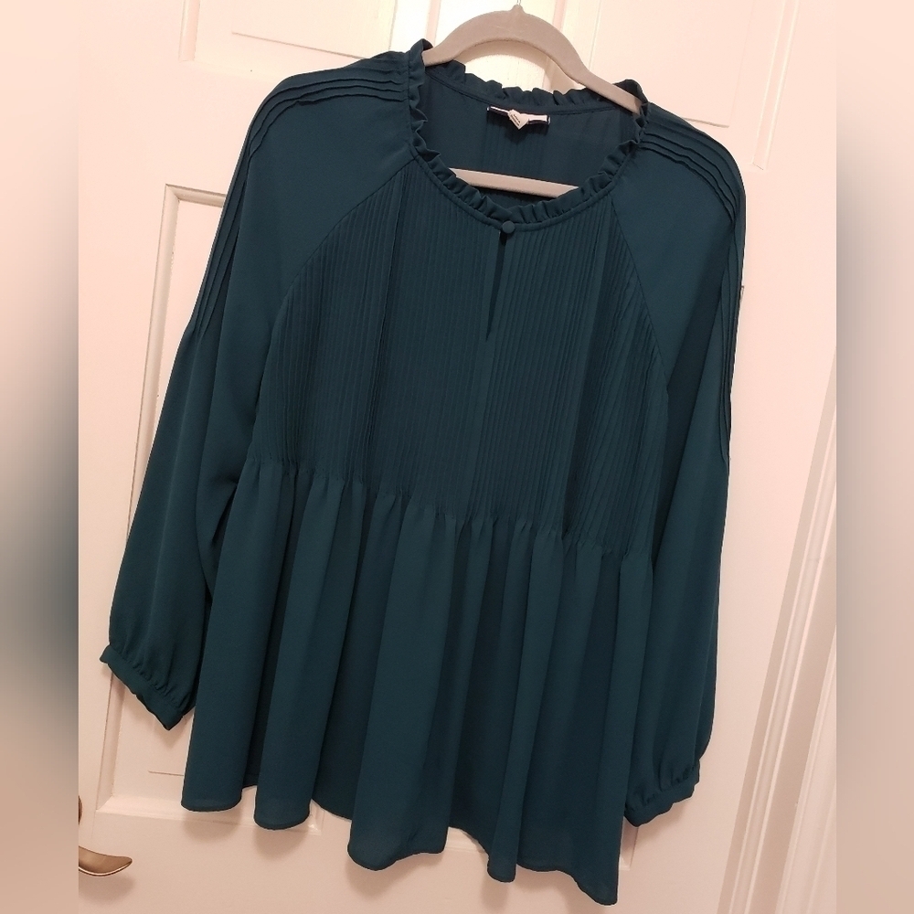 Charter CLUB Teal Green Blouse Size Large, Classic